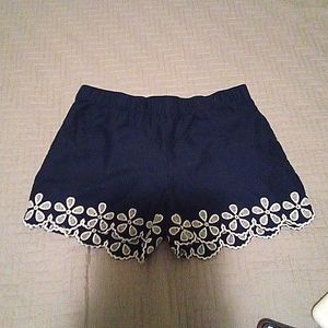 Navy blue with a floral design shorts for girls